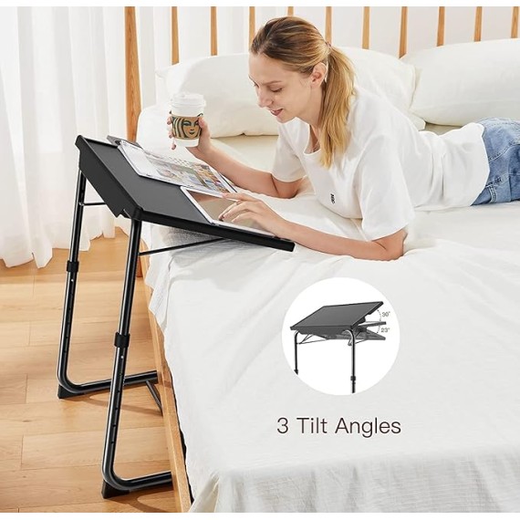 Adjustable TV Tray Table - TV Dinner Tray on Bed & Sofa, Comfortable Folding Table with 6 Height & 3 Tilt Angle Adjustments by  (2 pack)