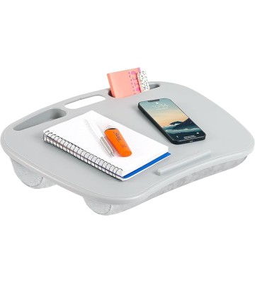 LAPGEAR MyDesk Lap Desk with Device Ledge and Phone Holder - Cool Gray - Fits up to 15.6 Inch Laptops - Style No. 44435