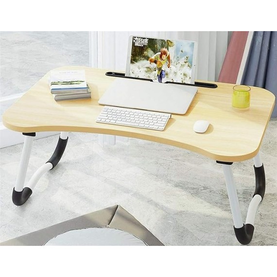 Laptop Tray Bed Table, Lap Table for Breakfast Serving Tray, Notebook Table with Tablet Slots and Holder for Couch Floor for Adults/Students/Kids