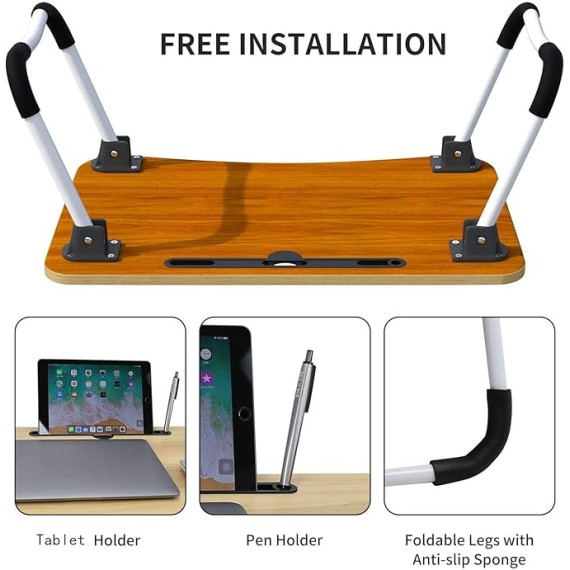 Laptop Tray Bed Table, Lap Table for Breakfast Serving Tray, Notebook Table with Tablet Slots and Holder for Couch Floor for Adults/Students/Kids