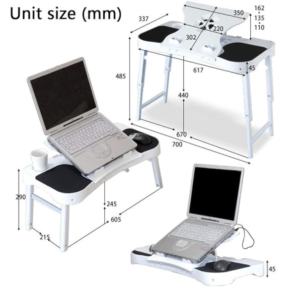 Laptop Desk, ABS Material Couch Table Lap Standing Desk for Bed and Sofa Breakfast Bed Tray Laptop Lap Desk Folding Notebook Stand Reading Holder for Couch Floor