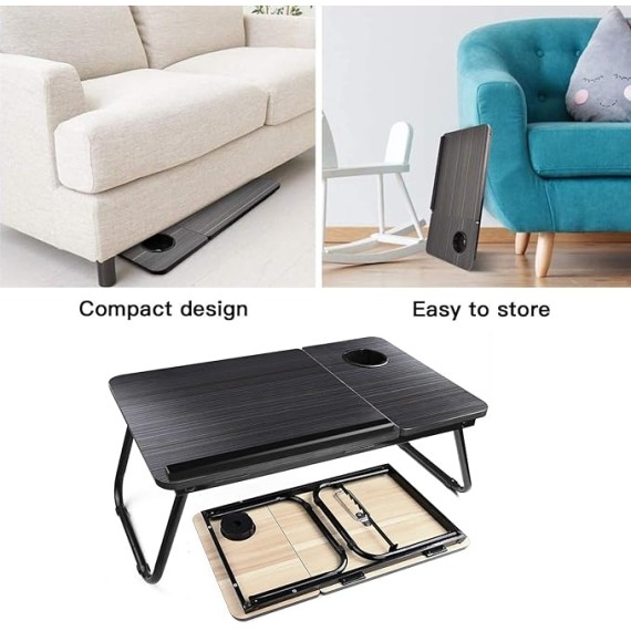 Laptop Desk, Bed Tray Table with Cup Holder, Portable Home Working Lap Desk, Angle Adjustable Laptop Stand, Multi Tasking Folding Computer Desk for Sofa Couch Floor, Writing Eating Reading Surfing