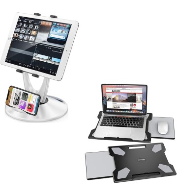 Portable Lap Desk with Mouse Pad + Tablet Stand for Desk (LD-6B + TS-8B)