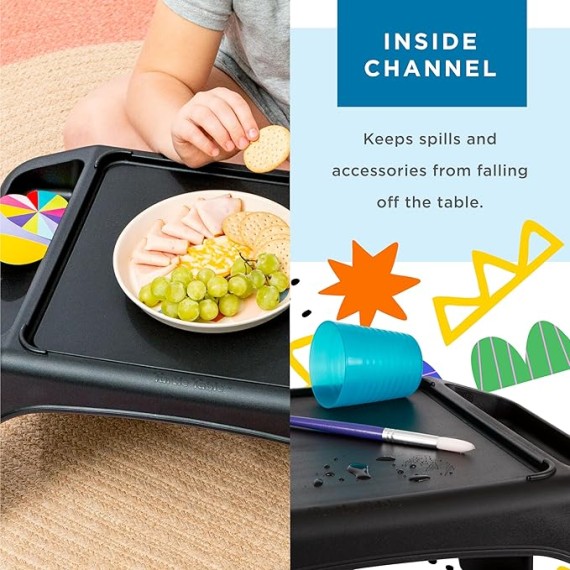 LAPGEAR Turtle Table Kids Activity Lap Desk Tray with Storage Wells for Snacks, Play, Classroom and Sensory Toys - Black - Pack of 8 - Style No. 20008
