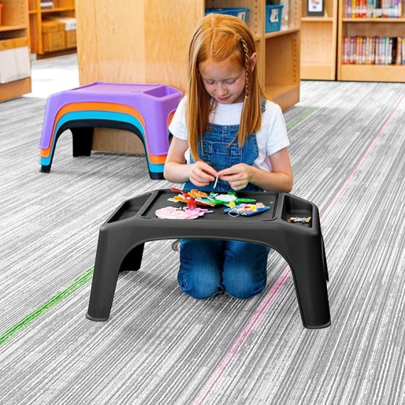 LAPGEAR Turtle Table Kids Activity Lap Desk Tray with Storage Wells for Snacks, Play, Classroom and Sensory Toys - Black - Pack of 8 - Style No. 20008