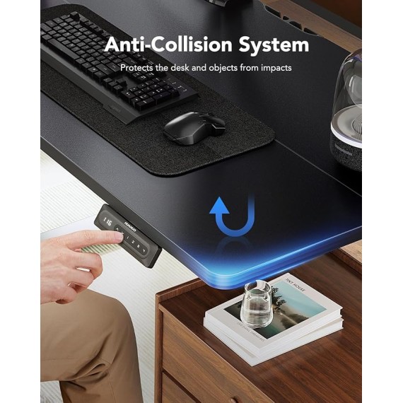 48" x 24" Electric Standing Desk Adjustable Height, 4 Memory Height Settings, Headphone Hook, Cable Manager, Sit Stand Up Desk for Home Office & Computer Workstation, Black
