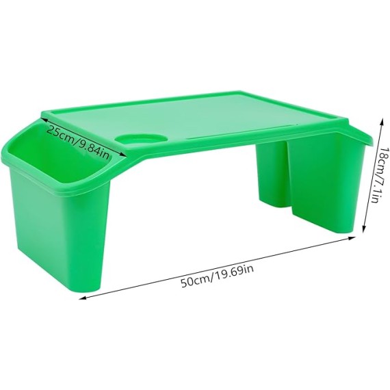12Pcs Kids Lap Desk Tray, Plastic Breakfast Laptop Trays with Side Pockets, Portable Lap Bed Table for Writing Eating Game Classroom (Green-12Pcs)