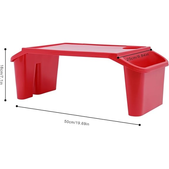 Kids Lap Desk Tray,Red Laptop Desk for Breakfast Tray Toys Coloring Books Tablets Books Games and Snacks,Portable Lap Bed Table,6 Pcs Plastic Breakfast Laptop Trays with Side Pockets,Storage Space