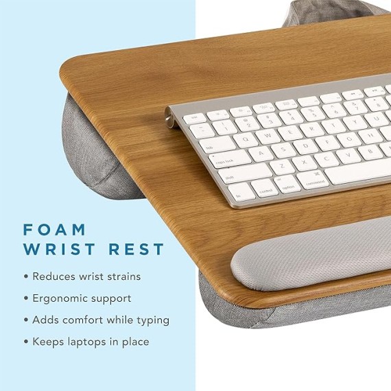 LAPGEAR Home Office Pro Lap Desk with Wrist Rest, Mouse Pad, and Phone Holder & Home Office Lap Desk with Device Ledge, Mouse Pad, and Phone Holder
