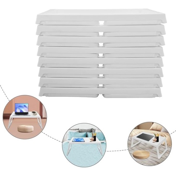 Set of 8 Foldable Laptop Desk Notebook Stand Reading Holder, Portable Mini Bed Table Lap Standing Desk for Bed/Desk White