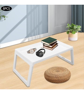 8 Pcs Lap Desk Kids, Lap Desks Lap Tray, Breakfast in Bed Trays for Eating, Lap Trays for Eating on Couch, Kids Eating Table, Lap Desk Tray for Writing Eating Game Classroom (White-Foldable, 8 Pcs)