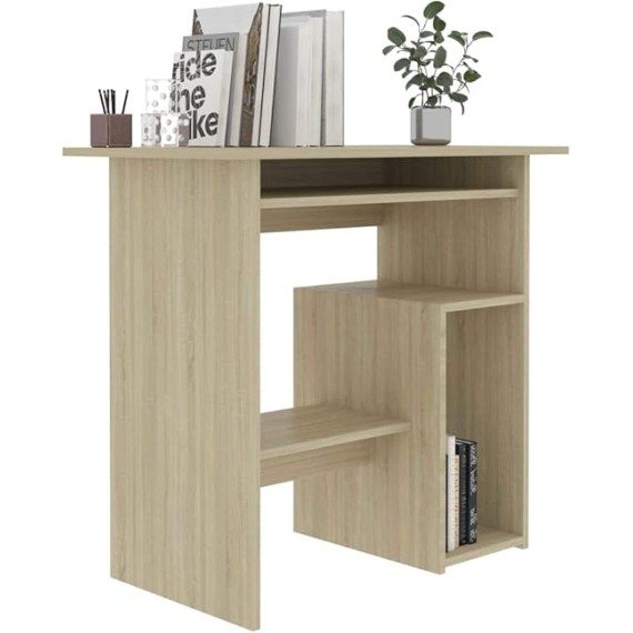 Desk Sonoma Oak 31.5"x17.7"x29.1" Engineered Wood Computer Desk Office Desk Gaming Desk Suitable for Study, Office, Bedroom.