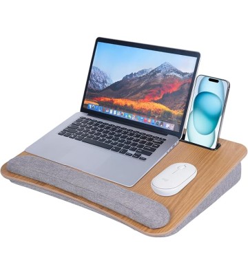 Portable Lap Desk for Laptop with Cushions, Work from Home Solution, Lightweight, Fits up to 15.6 inches Laptop, iPad Tablet and Phone Holder, Medium