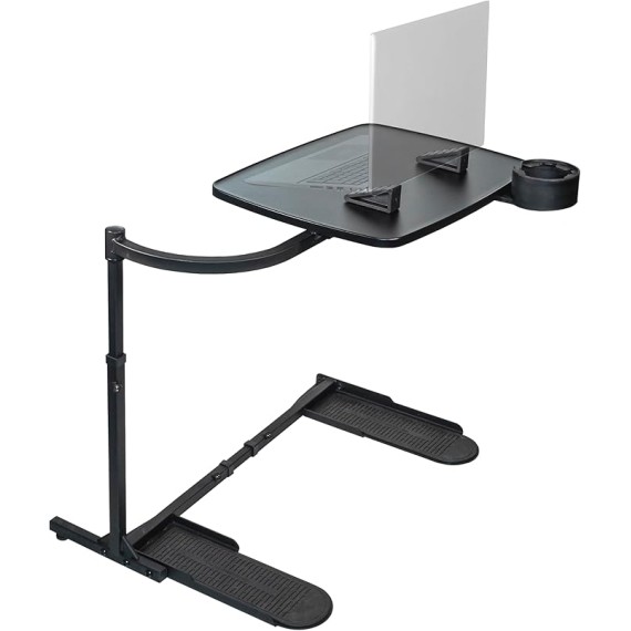 Wonder Tray, Adjustable Swivel Table, Extra-Large Computer Stand, Couch Desk & Gaming Bench, TV-Trays for Eating on Couches, Chairs, Recliners with Laptop Wedges and Cup Holder, XL, Black