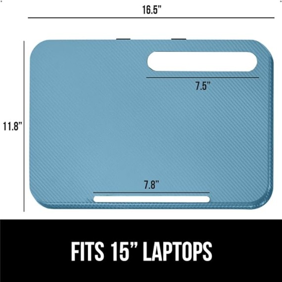 Laptop Lap Desk with Phone Holder and Tufted Memory Foam Chair Cushions, Lap Desk Size 16.5"x11.8" Sky Blue, Dorm Room Use, Cushion Set of 6 Turquoise, Slip Resistant, 2 Item Bundle