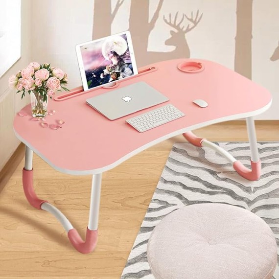 Folding Table On Bed,Laptop Bed Tray Table, Foldable Lap Desk Stand,for Eating Breakfast, Reading, Working, Watching Movie On Bed/Couch/Sofa/Floor,60 * 40 * 28cm