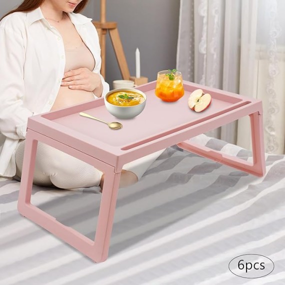 Kids Lap Desk, Set of 6 Lap Desk for Laptop - Foldable Laptop Desk for Bed and Couch, Portable and Lightweight Tablet Stand for Bed Breakfast, Working, Reading, and Writing, Pink
