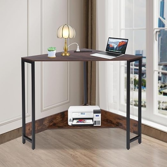 Corner Desk,Triangle Corner Computer Desk with Keyboard Tray,Monitor Stand,Mall Desk with Outlets,Small Space Gaming Table Corner Desk,Writing Desk Study Desks,for Home Office Room Small Space