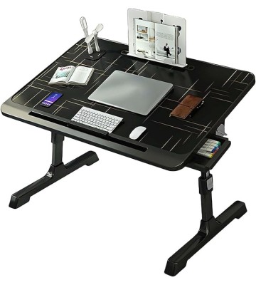 Laptop Bed Table, 27-40cm Adjustable Height Laptop Desk, Laptop Stand with Book Stand, Drawer, Tablet Slot, Foldable Breakfast Tray for Home, Working, Reading, Eating on Bed, Sofa