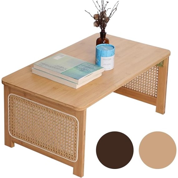Foldable Lap Desk Japanese Folding Table for Floor Sitting Bamboo Desk Bed Eating Tray Reading Desk Outdoor Portable Foldable Tea Low Folding Table Work from Home Rest Study(Walnut,31.5*18.9*12.2 in)