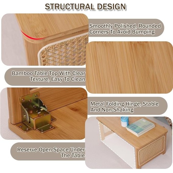 Foldable Lap Desk Japanese Folding Table for Floor Sitting Bamboo Desk Bed Eating Tray Reading Desk Outdoor Portable Foldable Tea Low Folding Table Work from Home Rest Study(Walnut,31.5*18.9*12.2 in)