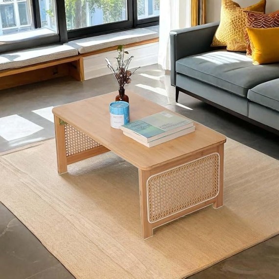 Foldable Lap Desk Japanese Folding Table for Floor Sitting Bamboo Desk Bed Eating Tray Reading Desk Outdoor Portable Foldable Tea Low Folding Table Work from Home Rest Study(Walnut,31.5*18.9*12.2 in)