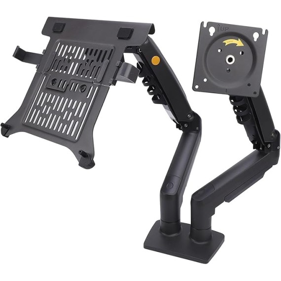 Monitor and Laptop Mount, Adjustable 2 in 1 Combo Mount for 17-30in Display and 10-17in Laptop, Single Arm Holds 19.8lbs